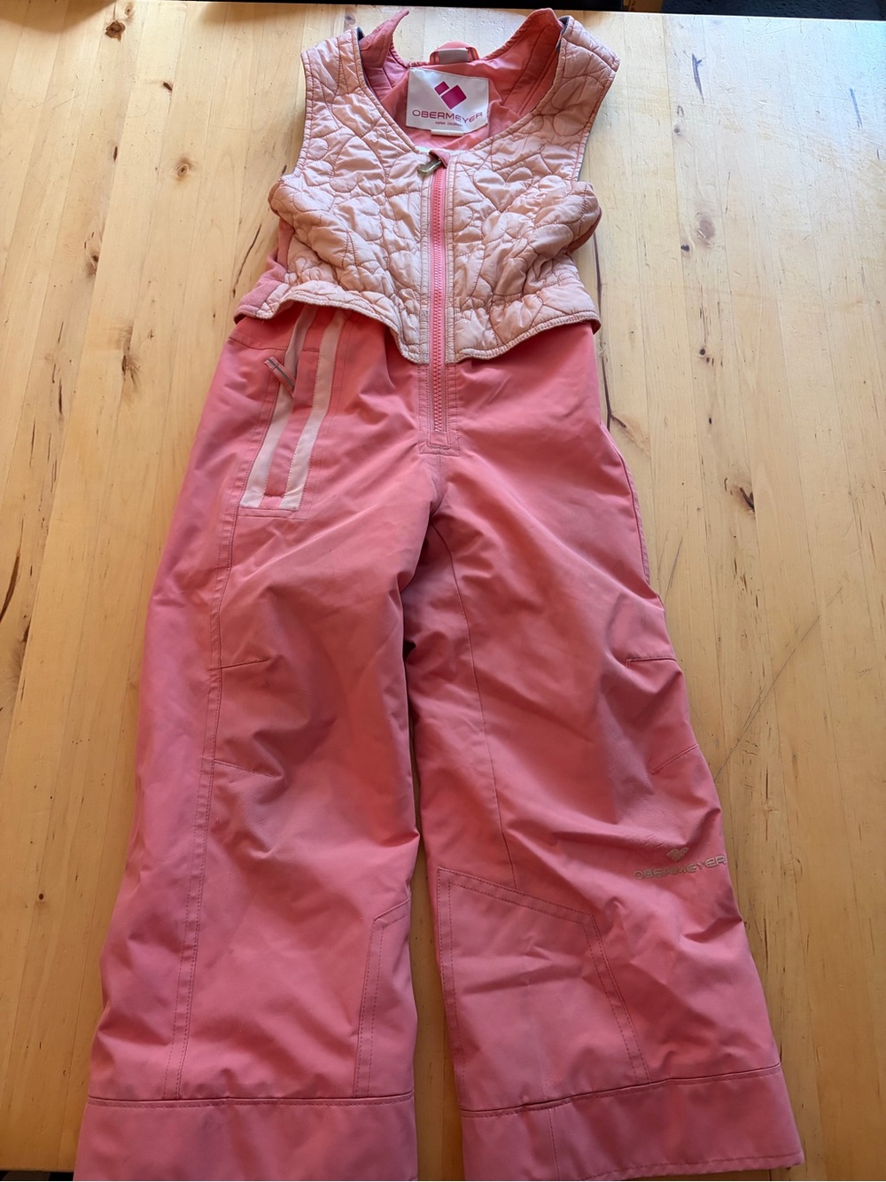 Obermeyer Pink Quilted-Top Kids Snow Bib